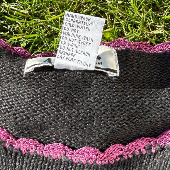 Vtg All Points by Reference Point Knit Sweater Size XL Black Floral Embroidered - Picture 4 of 10